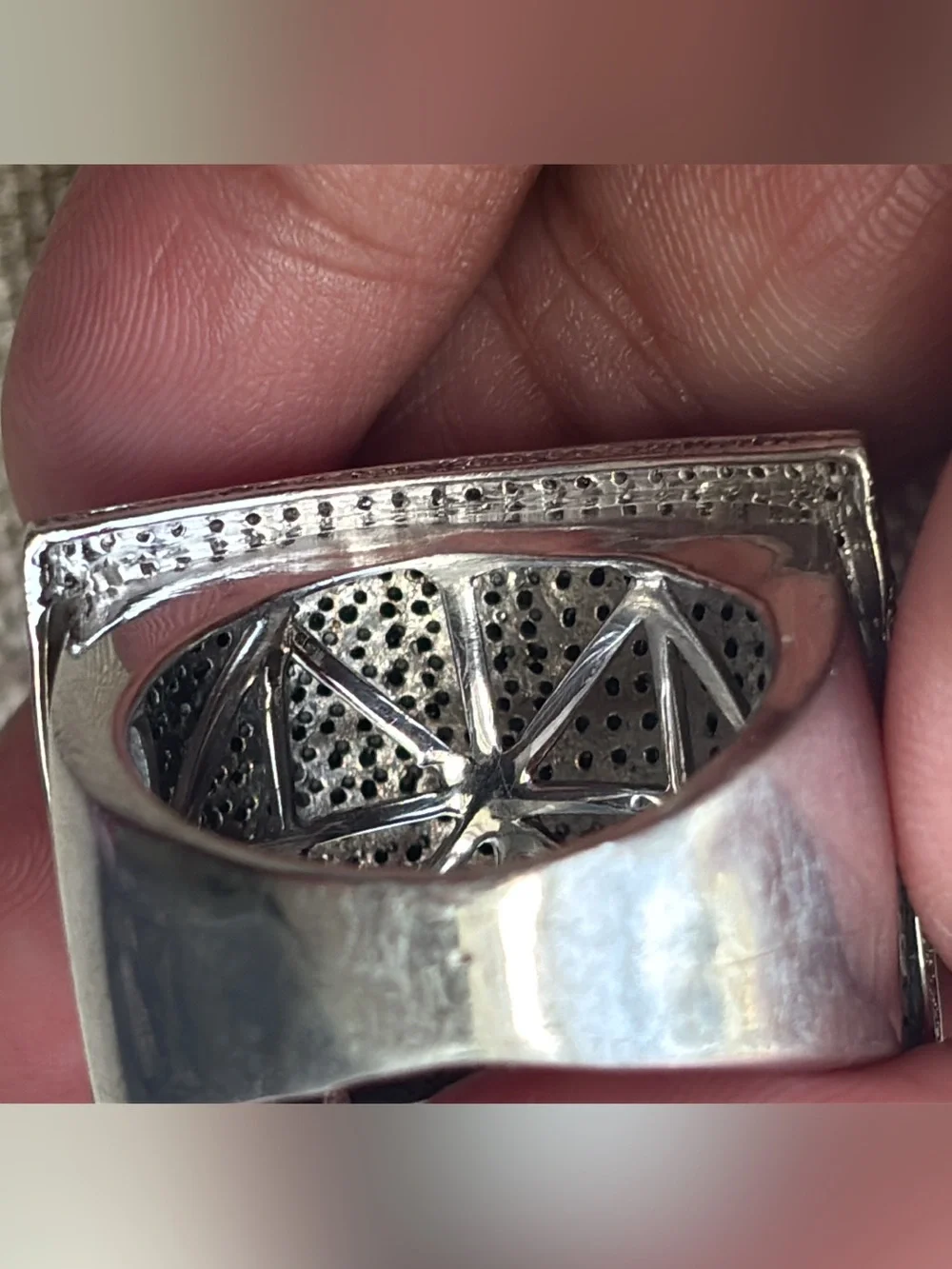 Sterling Silver with Pave Diamond Ring Statement Ring